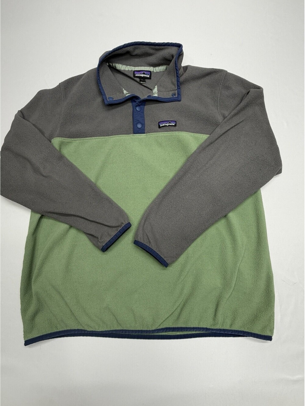 Patagonia Synchilla Color Block Blue Green Gray Mens Large